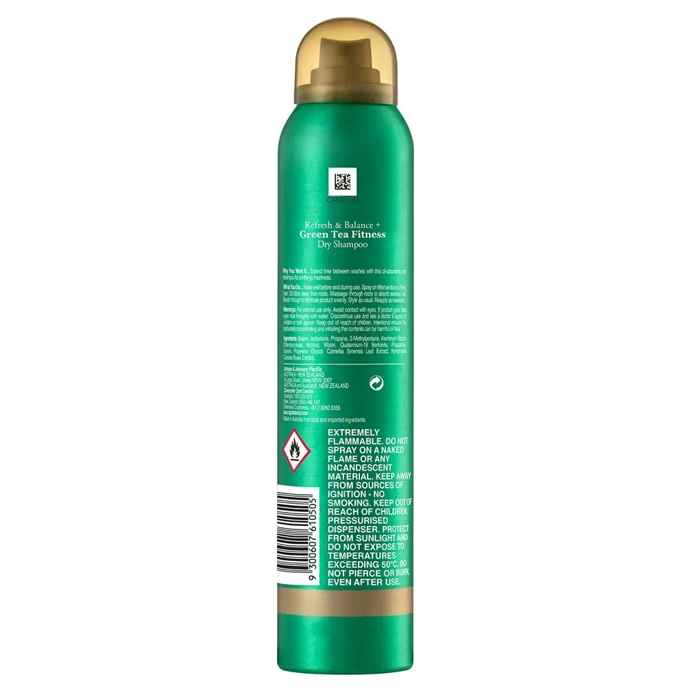 OGX 120g/200ml Dry Shampoo Refresh & Balance Green Tea Fitness Hair Care Spray