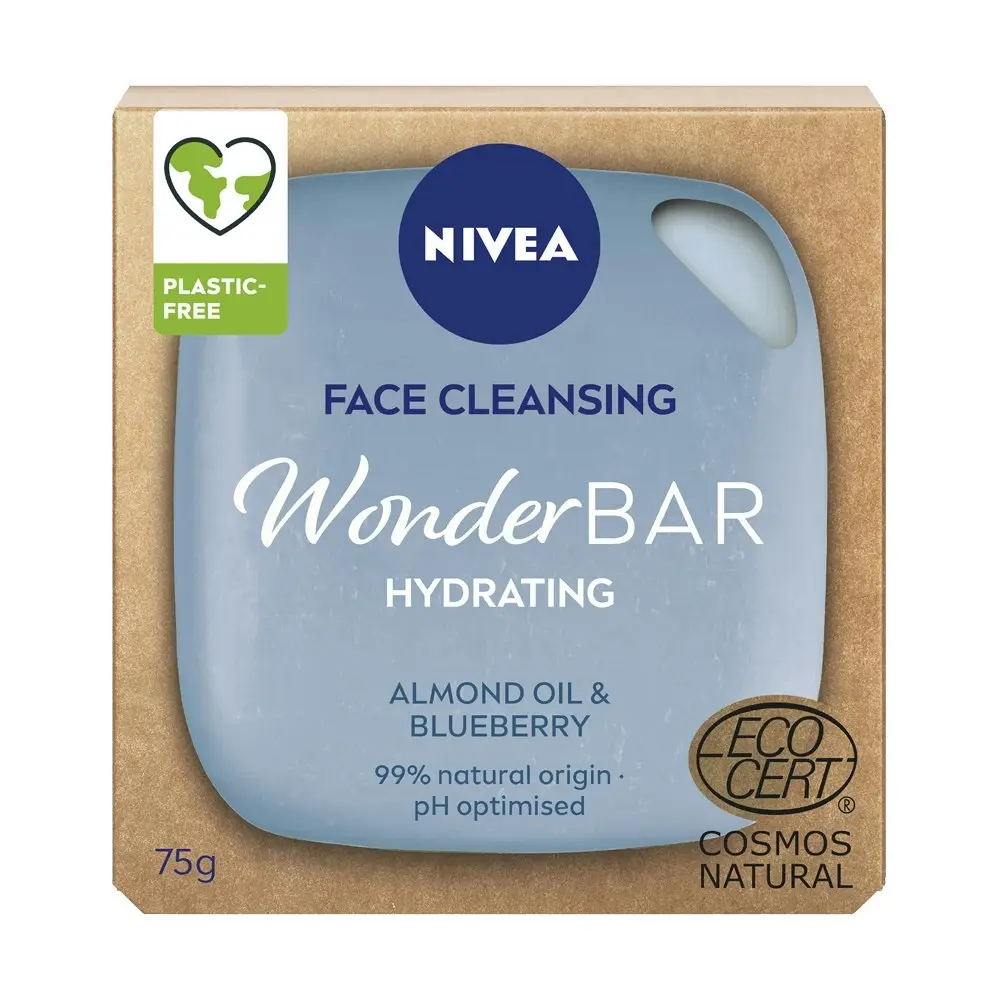 12x Nivea Face/Facial Cleansing Wonder Bar Hydrating Almond Oil & Blueberry 75g