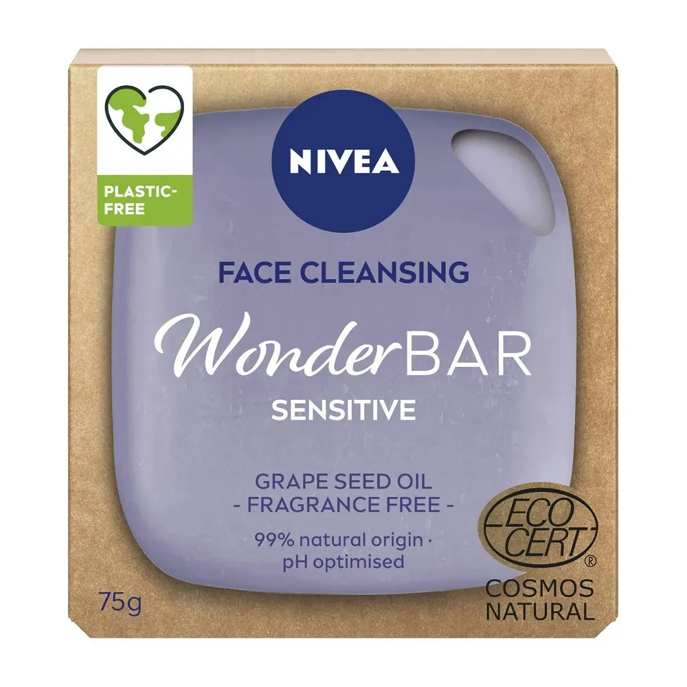 12x Nivea Face Cleansing Wonder Bar Sensitive Grape Seed Oil Fragrance Free 75g