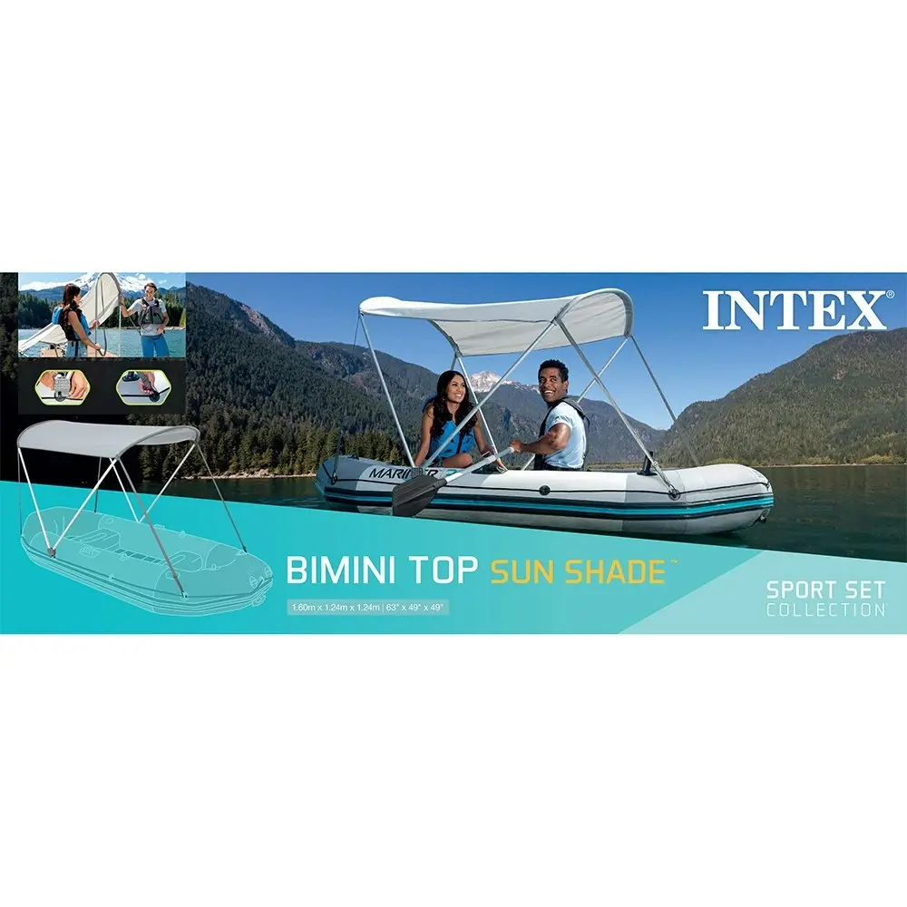 Intex Bimini Aluminum 5ft 3in Top Sun Shade Protection Roof For Boat Canopy