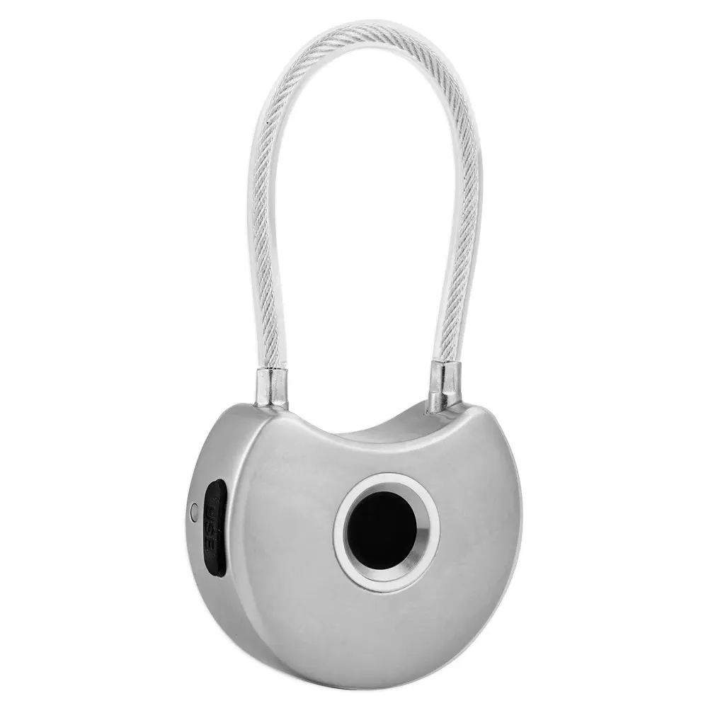 Crest SmartLock Cable Wireless Fingerprint Activated Padlock Safety Lock Silver