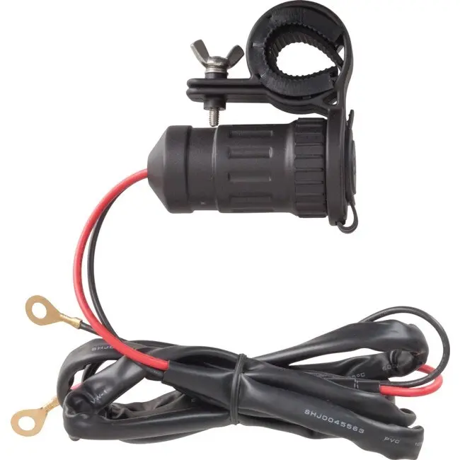 Motorcycle 12VDC 3.1A IP65 Dual USB Socket Mount Charger w/ 1.5m Cable Black