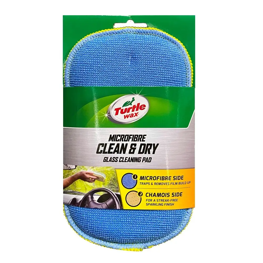 3x Turtle Wax Car/Automotive Microfibre Clean & Dry Glass Cleaning Pad/Chamois