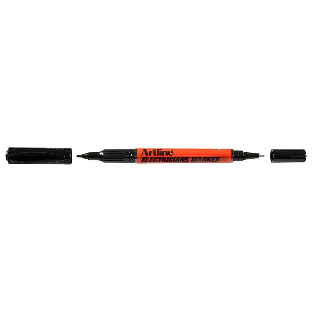 12PK Artline Electricians Permanent Marker 1/4mm Dual Nib - Black