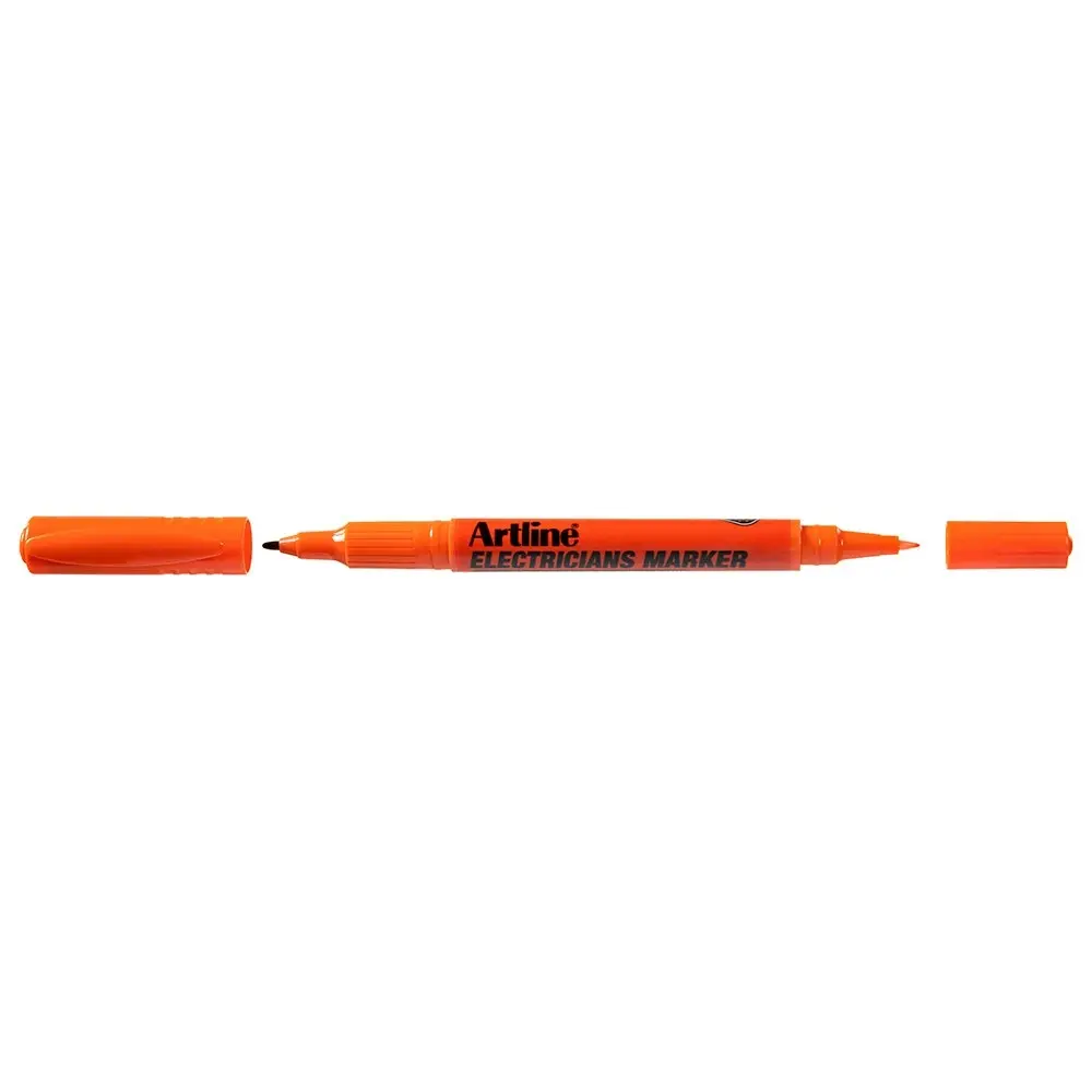 12PK Artline Electricians Permanent Marker 1/4mm Dual Nib - Orange