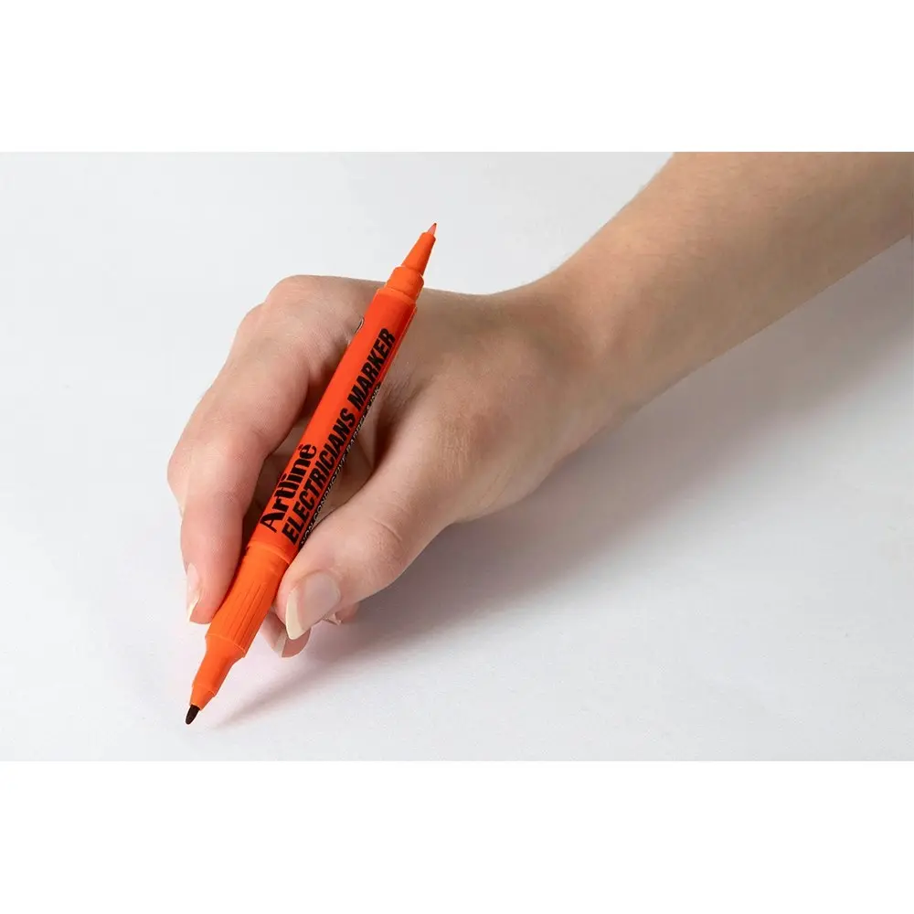 12PK Artline Electricians Permanent Marker 1/4mm Dual Nib - Orange