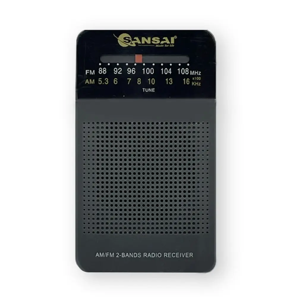 Sansai AM/FM Mega Bass 2-Band Portable Speaker Radio Receiver Dark Grey 11.7cm