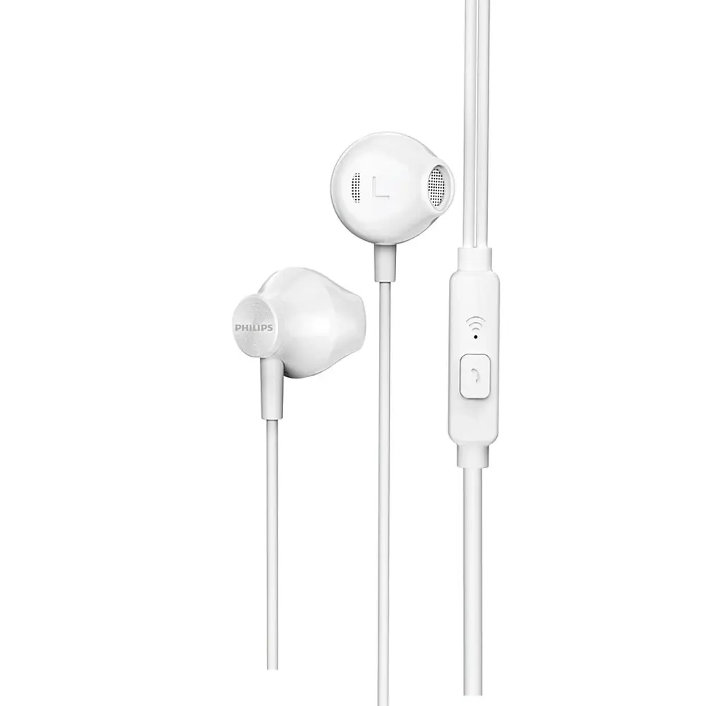 Philips In-Ear Earbud Neodynium Earphones/Headphones w/ Mic & 1.2m Cable White