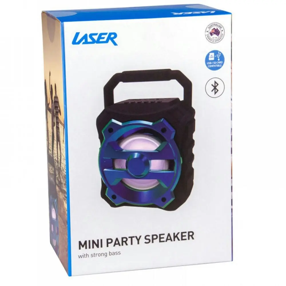 Laser Mini Party Wireless Bluetooth Speaker Audio w/Microphone Jack Karaoke Blue