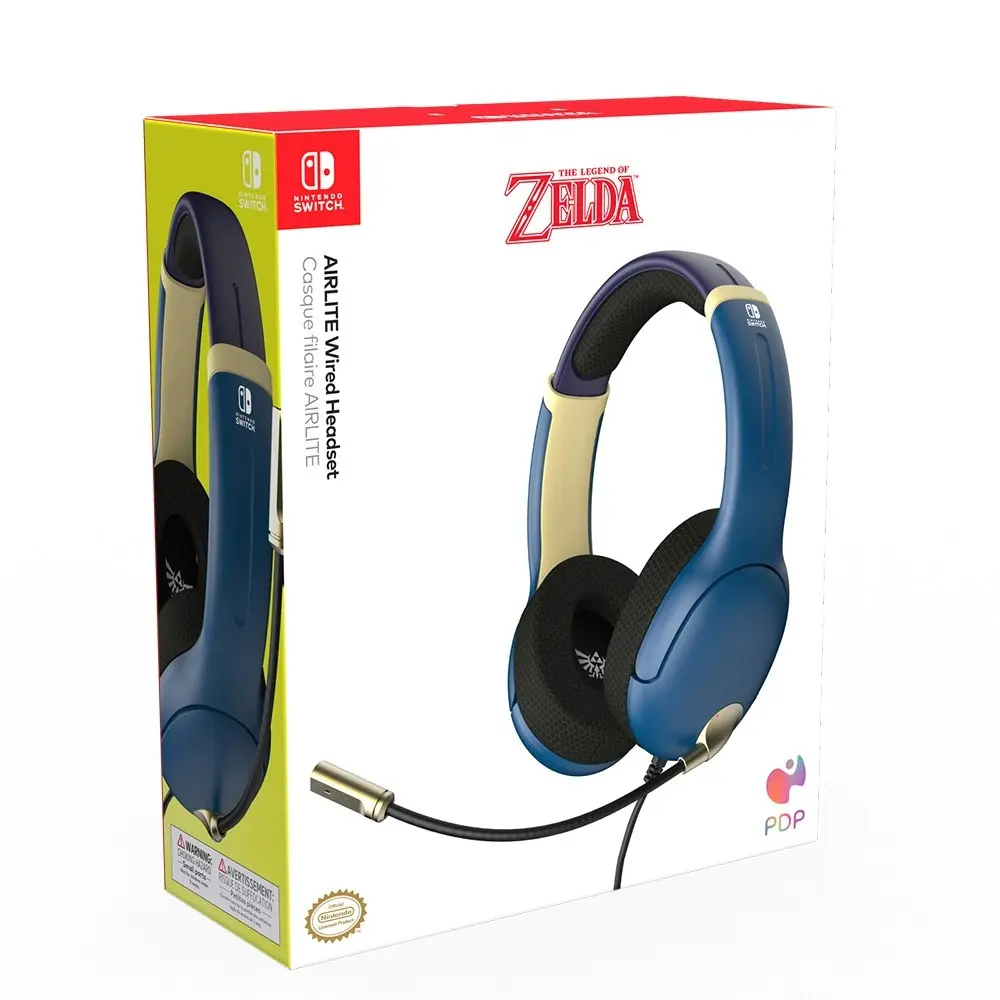 PDP Gaming Airlite Comfort Wired Gaming Headset Hyrule Blue For Nintendo Switch