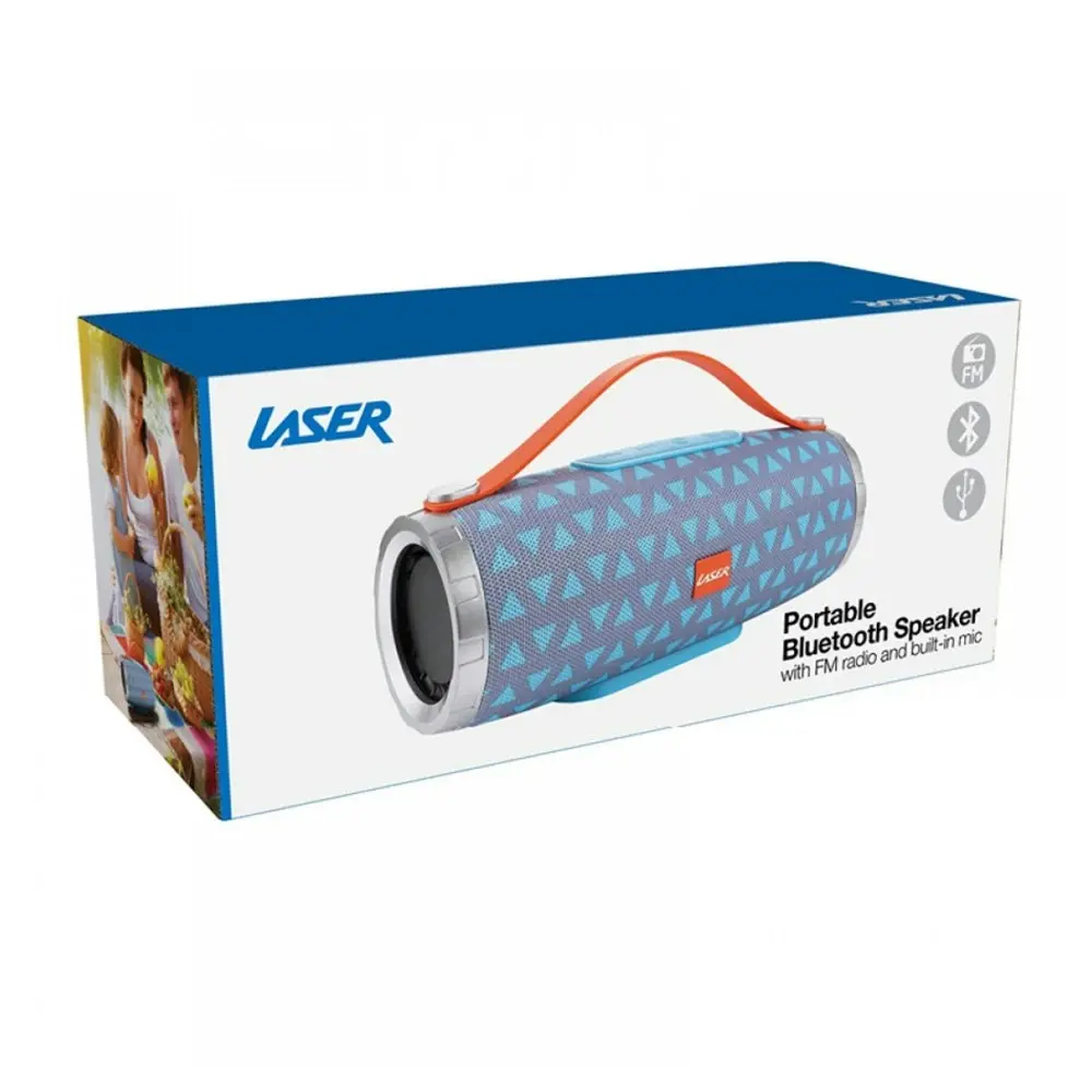 Laser Portable Rechargeable Battery Bluetooth Speaker w/FM Radio/Mic/AUX/USB BLU