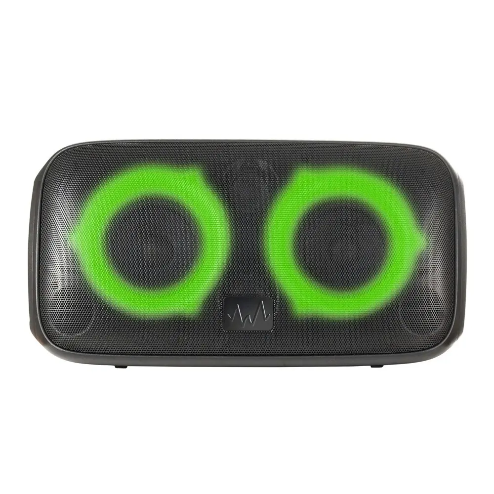 Wave Portable Shuffle Party Bluetooth Lights Speaker w/ Wireless Microphone BLK