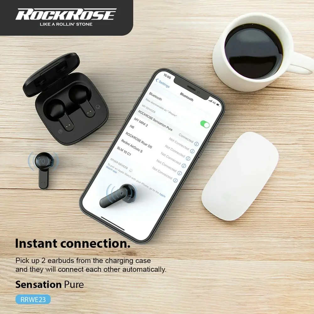 RockRose Sensation True Wireless Bluetooth Stereo Earbuds Smart Touch Control