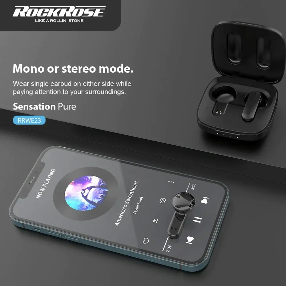 RockRose Sensation True Wireless Bluetooth Stereo Earbuds Smart Touch Control