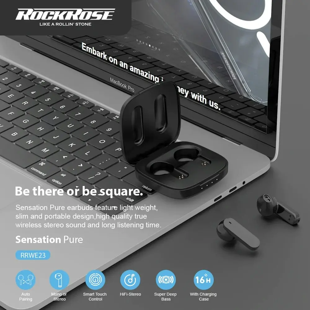 RockRose Sensation True Wireless Bluetooth Stereo Earbuds Smart Touch Control