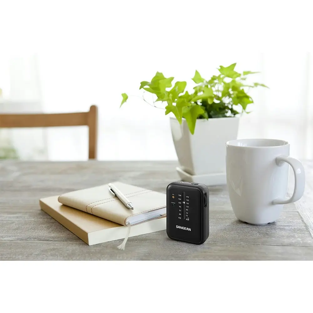 Sangean SR32 Compact Mini Portable AM/FM Pocket Radio Battery Powered Black