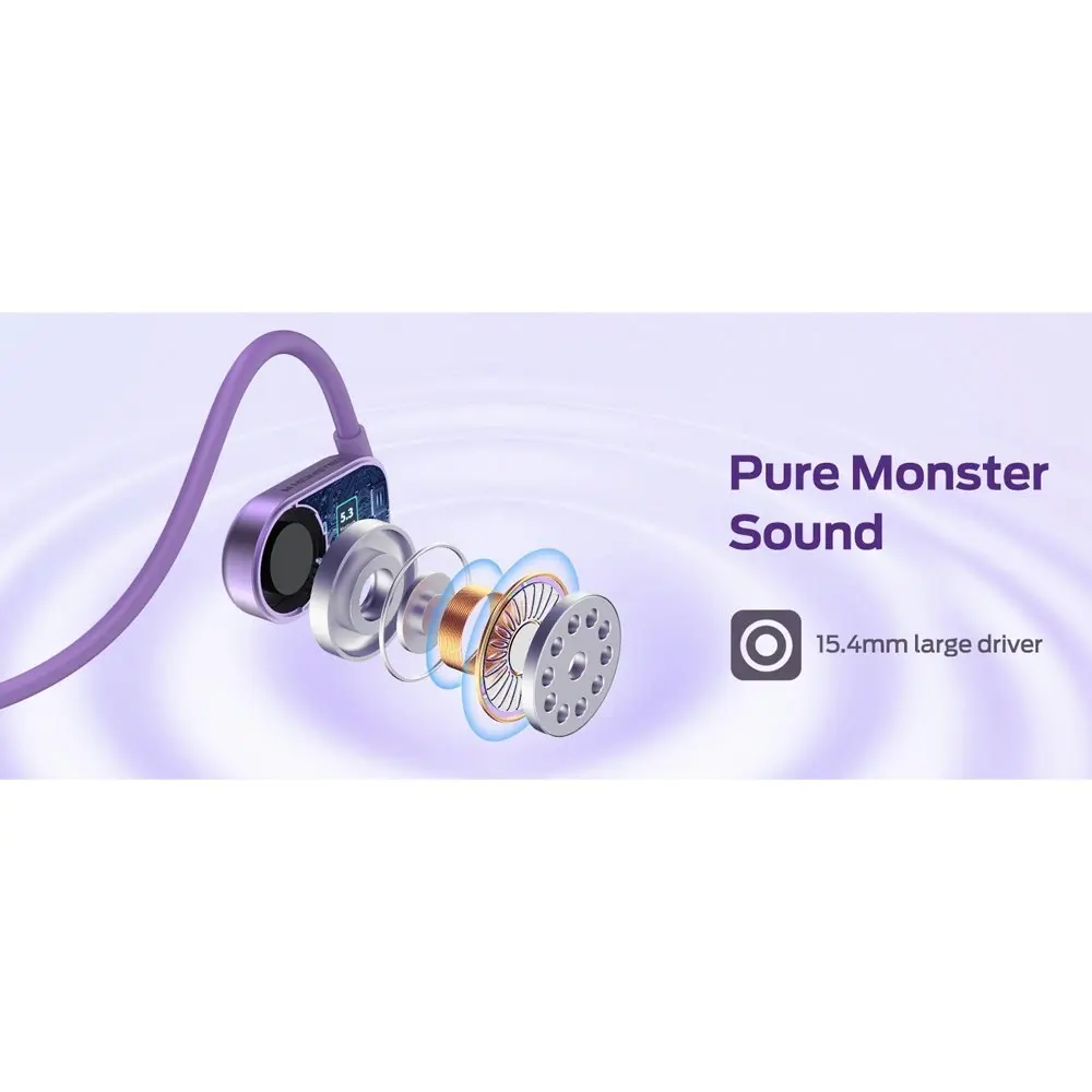 Monster ARIA Free Air Conduction Sports Bluetooth Earbuds/Earphones Purple