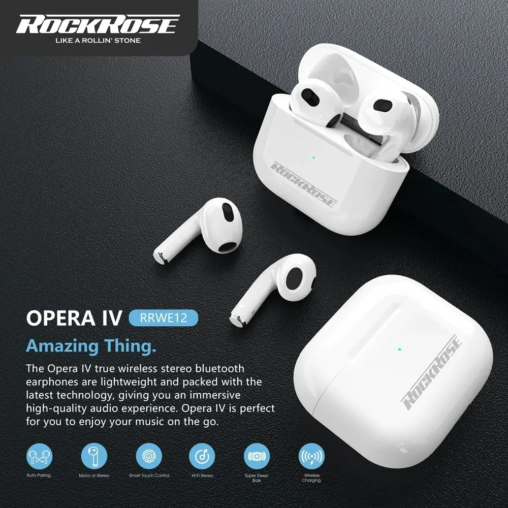 RockRose Opera IV True Wireless Bluetooth Earbuds Smart Touch Hi-Fi Stereo Music