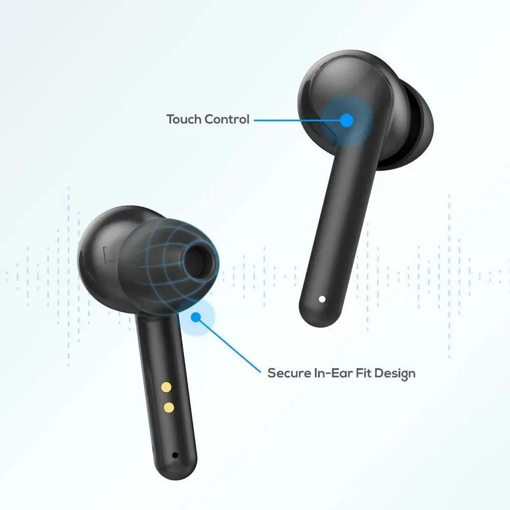 mBeat E2 True Wireless Earphone Bluetooth Earbuds w/ Charging Case f/ Phones BLK