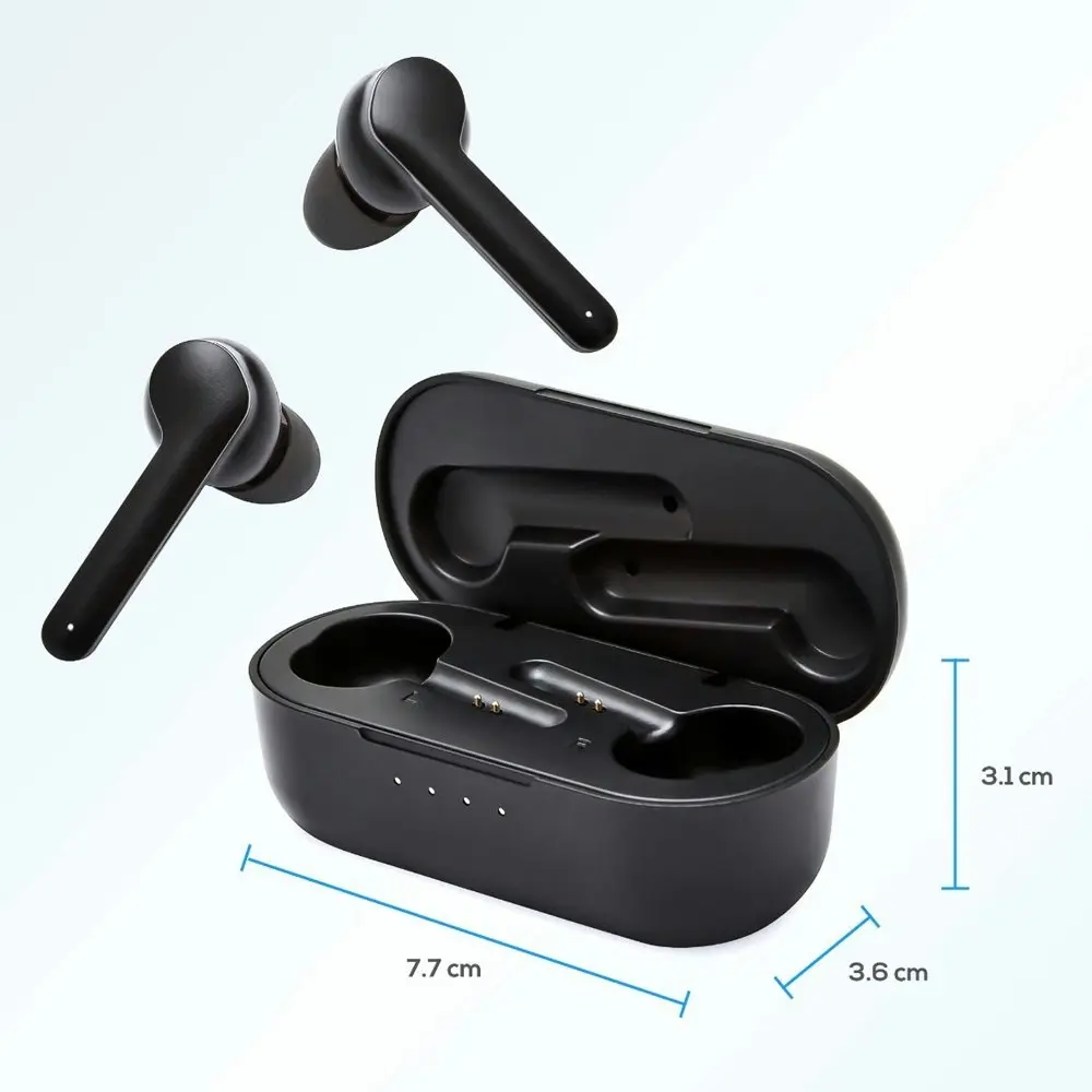 mBeat E2 True Wireless Earphone Bluetooth Earbuds w/ Charging Case f/ Phones BLK