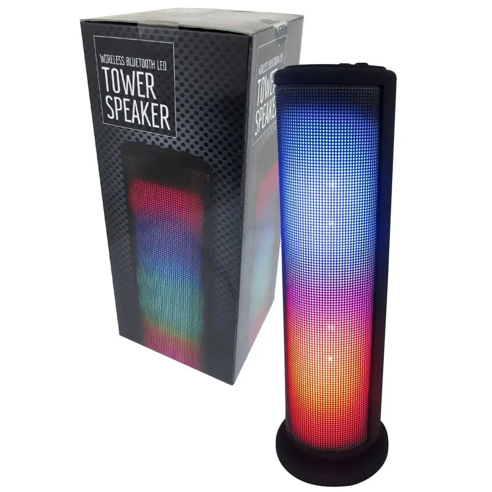 Bluetooth LED 27cm Wireless/Rechargeable Tower Speaker/FM Radio w/ USB/Micro SD