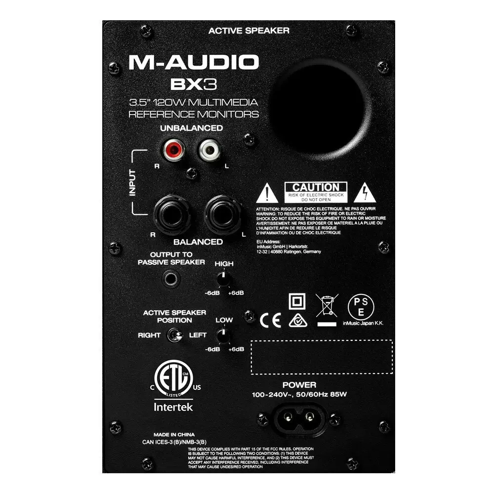 M-Audio BX3 D3 Powered Studio Monitors 3" Driver Desktop Speakers Pair Black