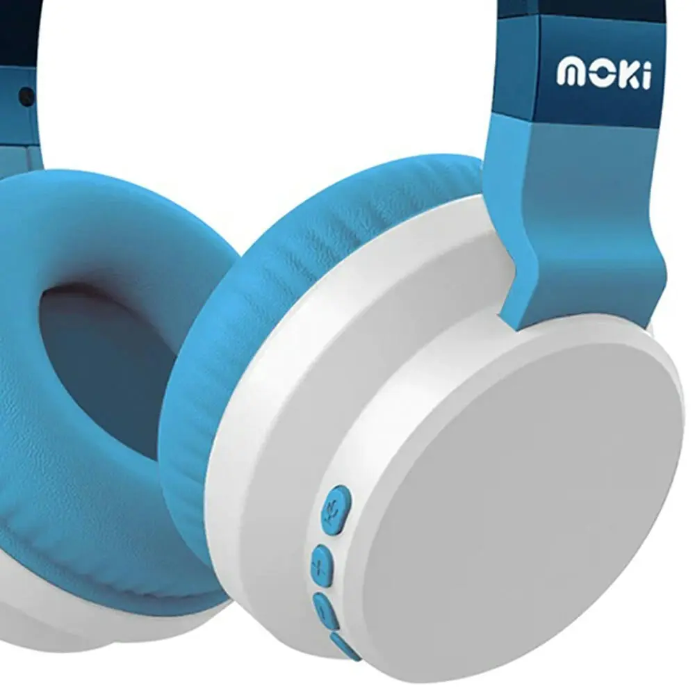 Moki Colourwave Dual Use Wireless and Wired. Headphones - Ocean Blue 120cm Cable