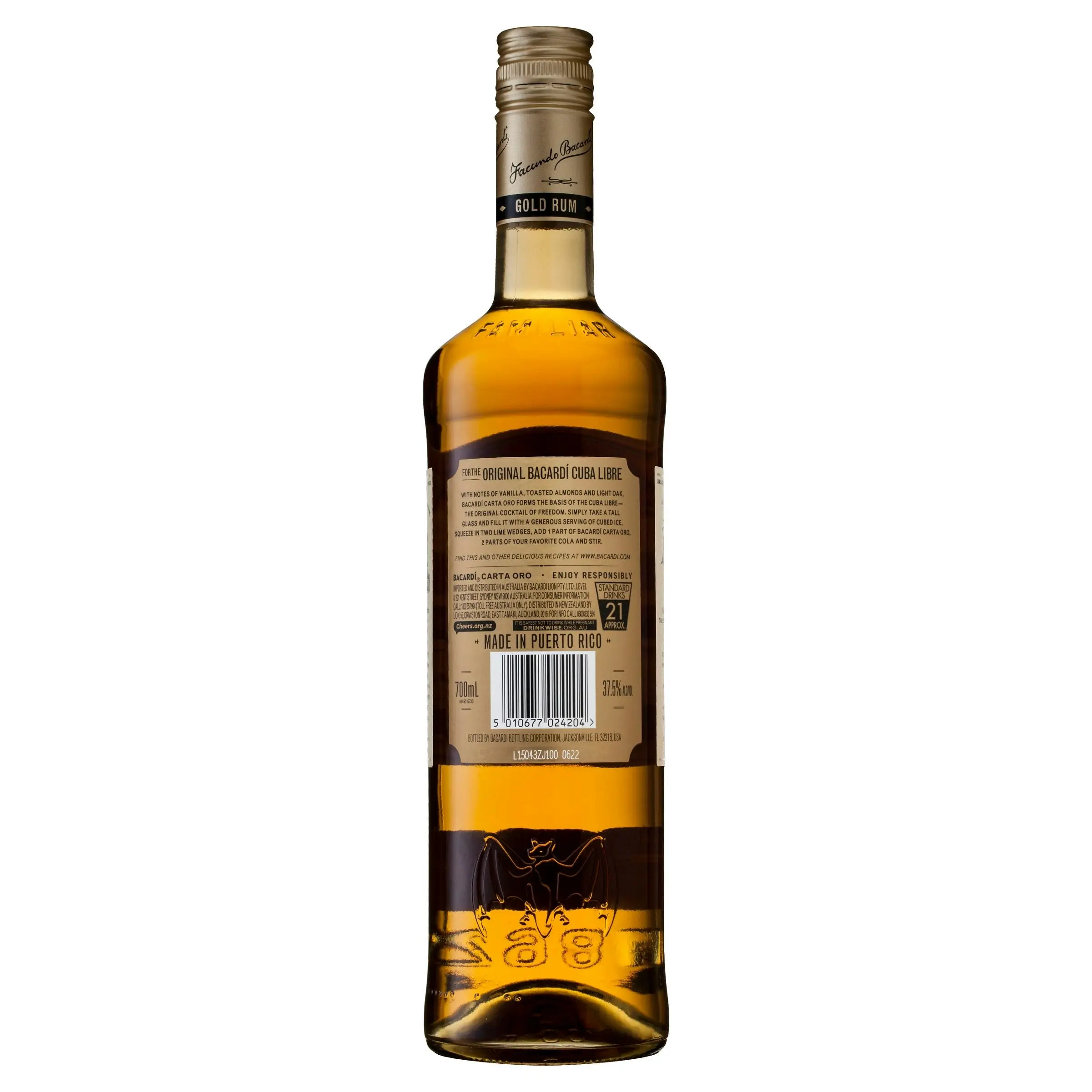 Bacardi Carta Oro Gold Rum (700mL)