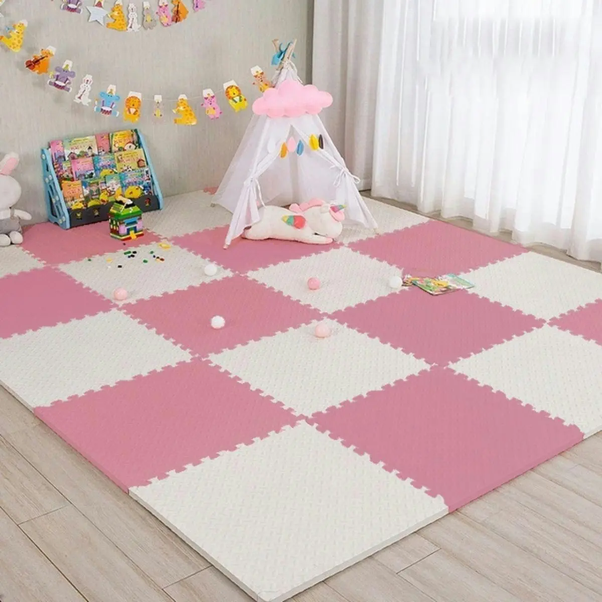 BabiesMart SoftSteps Pink Collection Interlocking Baby Foam Play Mats