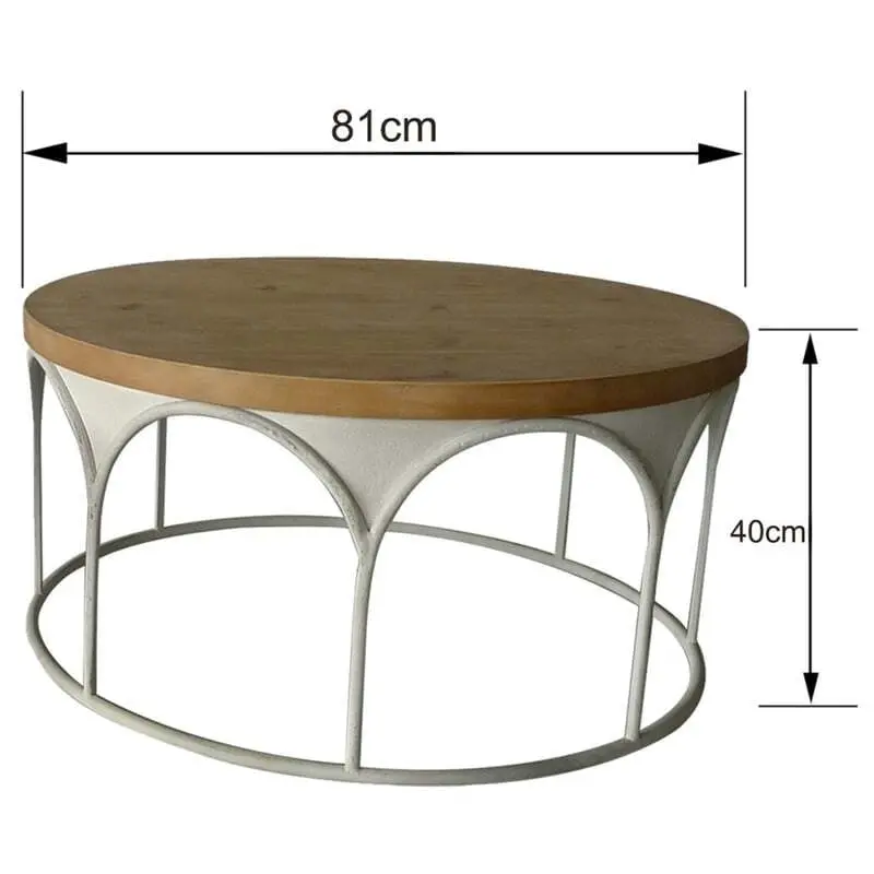 Willow & Silk Metal 81cm Arch Round Wooden-Top Coffee Table