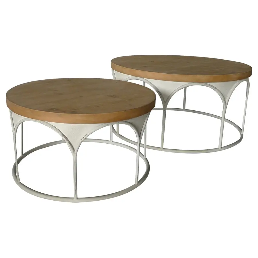 Willow & Silk Round 61cm Wooden-Top Arch Coffee Table/Side Table