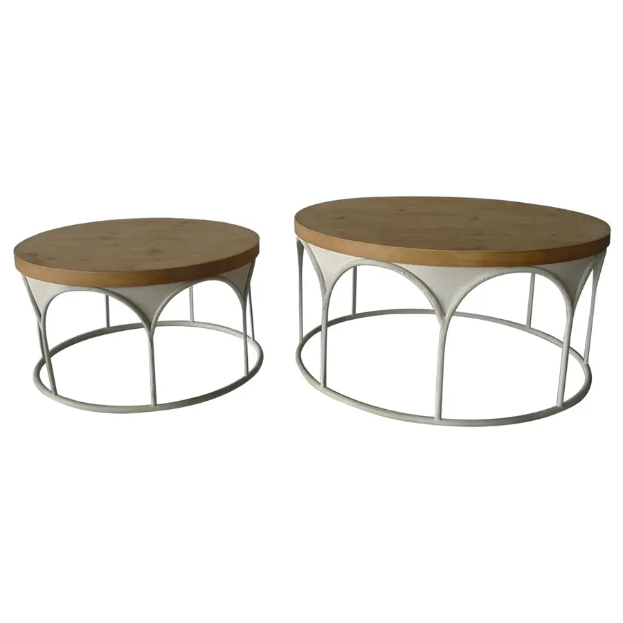 Willow & Silk Round 61cm Wooden-Top Arch Coffee Table/Side Table