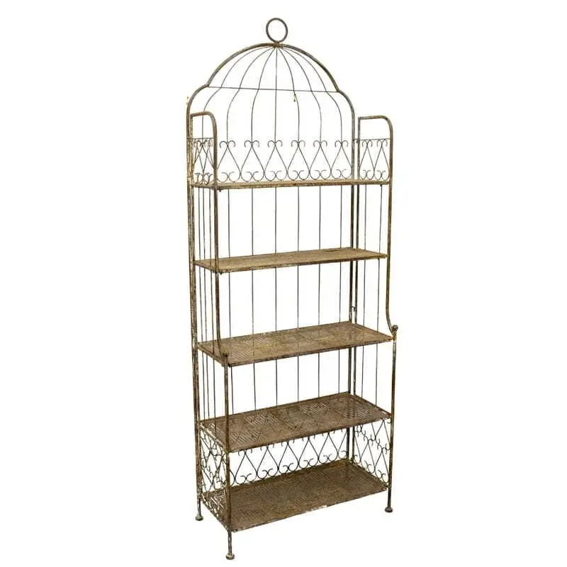 Willow & Silk Metal 200cm Taupe Birdcage 5-Shelf Plant/Art Stand/Organiser