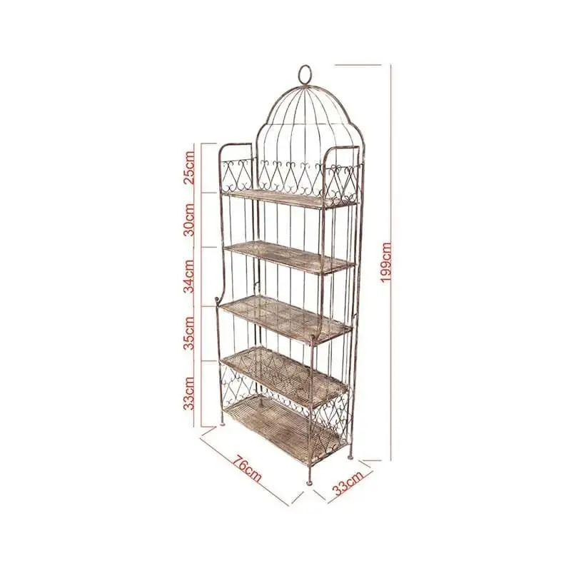 Willow & Silk Metal 200cm Taupe Birdcage 5-Shelf Plant/Art Stand/Organiser