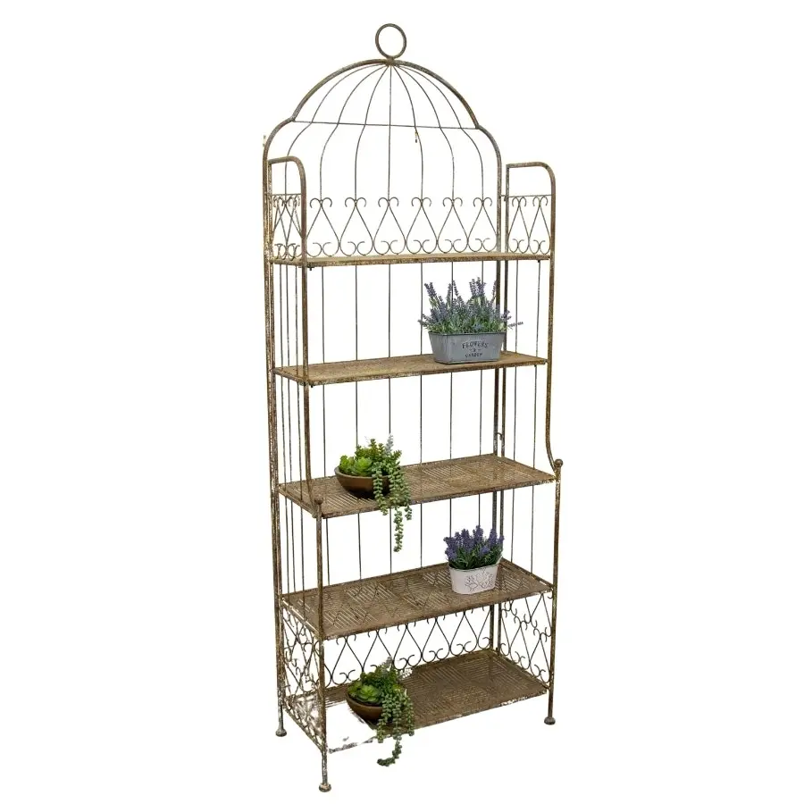 Willow & Silk Metal 200cm Taupe Birdcage 5-Shelf Plant/Art Stand/Organiser