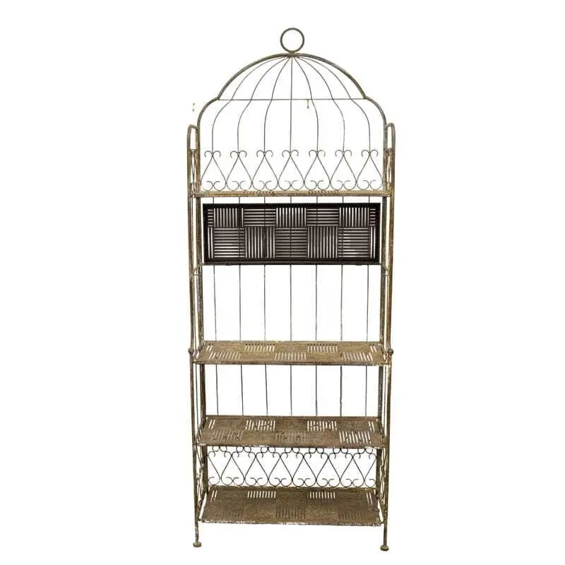 Willow & Silk Metal 200cm Taupe Birdcage 5-Shelf Plant/Art Stand/Organiser