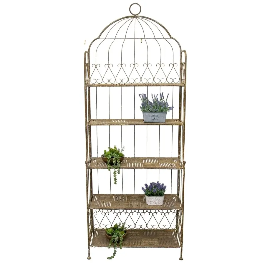 Willow & Silk Metal 200cm Taupe Birdcage 5-Shelf Plant/Art Stand/Organiser