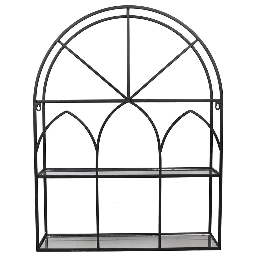 Willow & Silk Metal 84cm Black Arch 3-Shelf Wall Pot/Plant Holder/Organiser