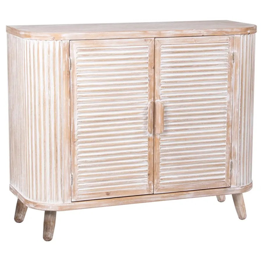 Willow & Silk Wooden 100cm Whitewash Double Door Cabinet/Sideboard/Storage