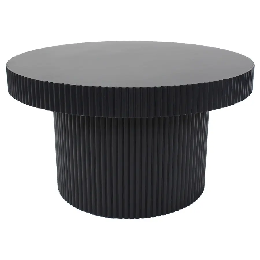 Willow & Silk Wooden 70cm Black Round Fluted Coffee/Side Table