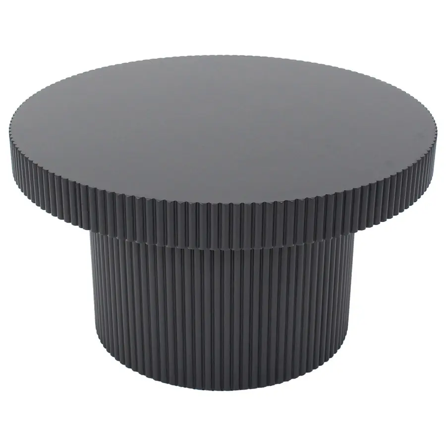 Willow & Silk Wooden 70cm Black Round Fluted Coffee/Side Table