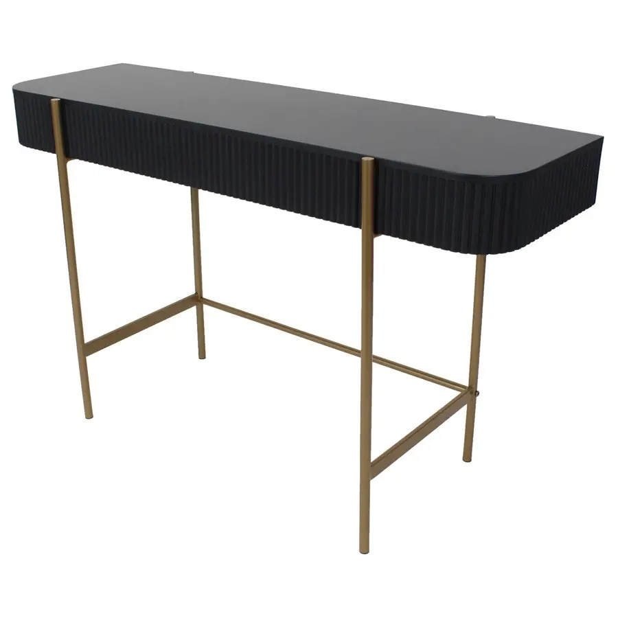 Willow & Silk 120cm Wooden Black Ribbed Console/Hallway Table