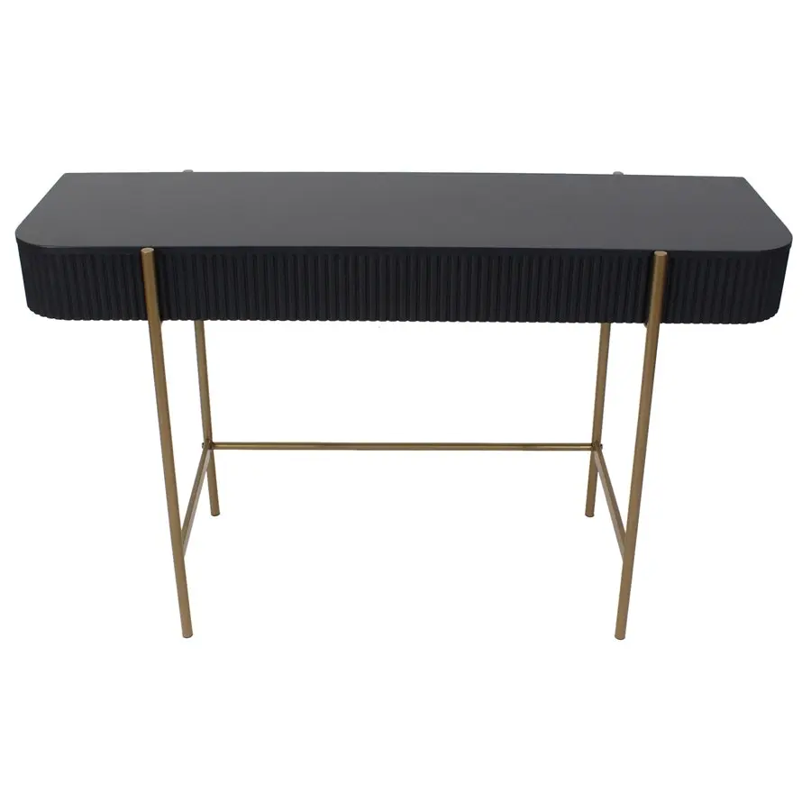 Willow & Silk 120cm Wooden Black Ribbed Console/Hallway Table