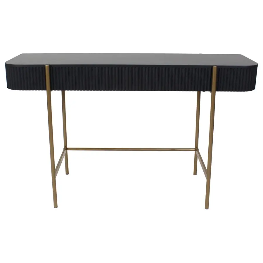 Willow & Silk 120cm Wooden Black Ribbed Console/Hallway Table