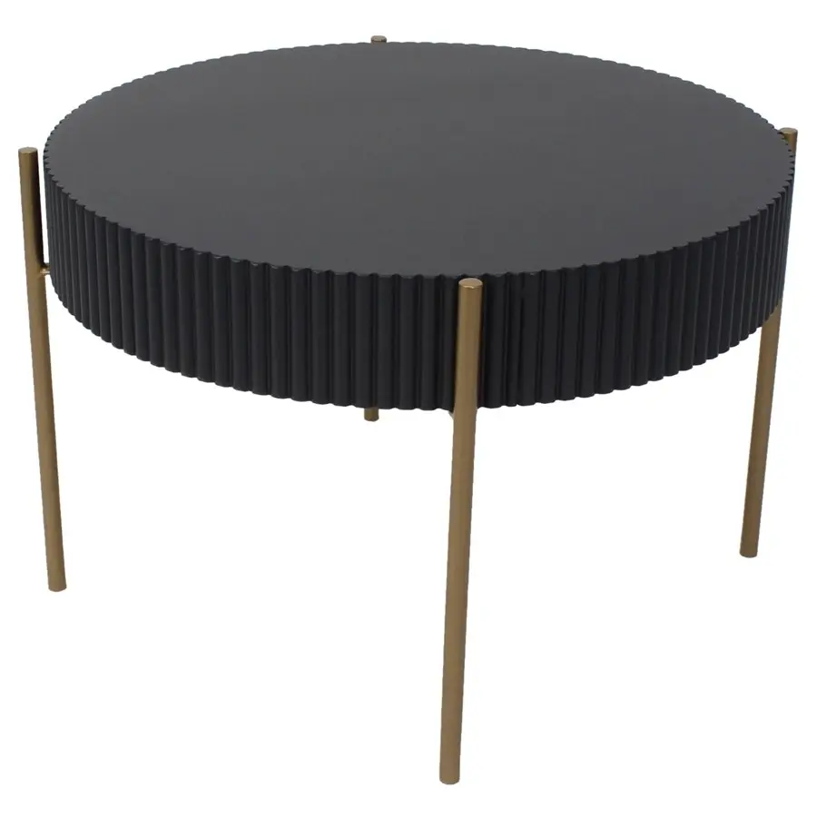 Willow & Silk Round 60cm Wood/Metal Ribbed Coffee/Side Table