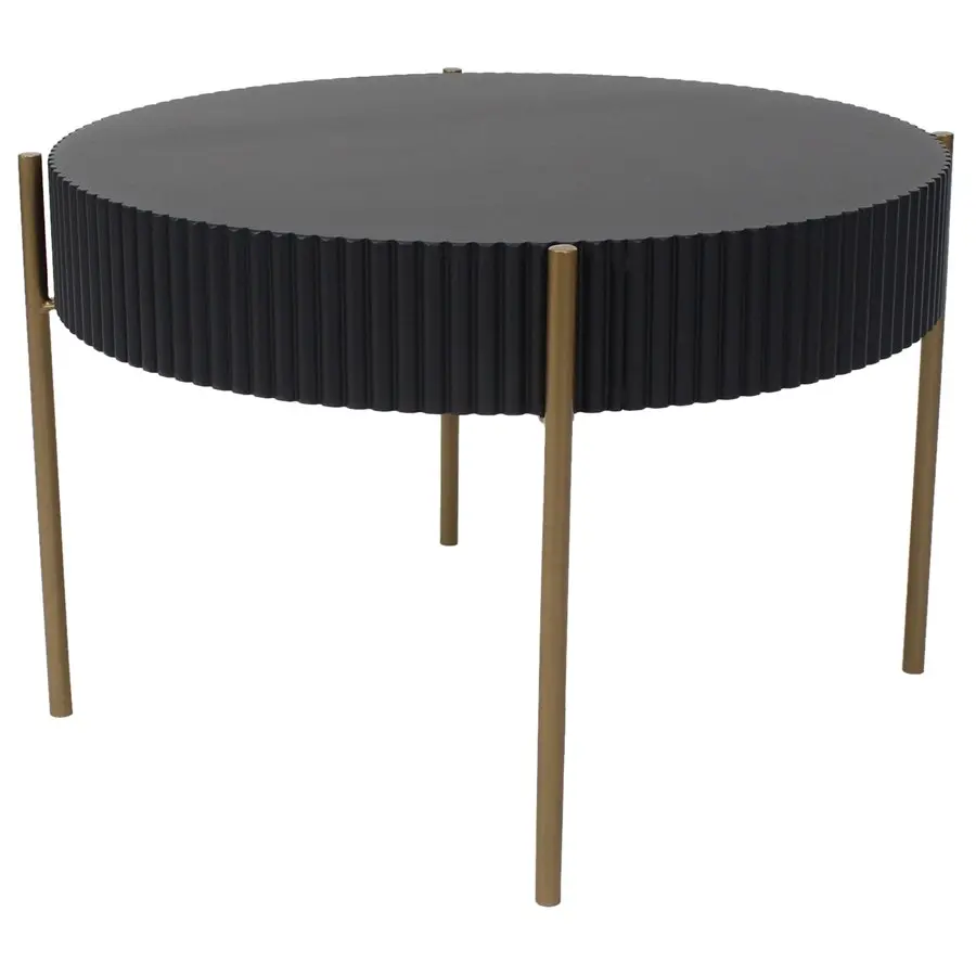 Willow & Silk Round 60cm Wood/Metal Ribbed Coffee/Side Table