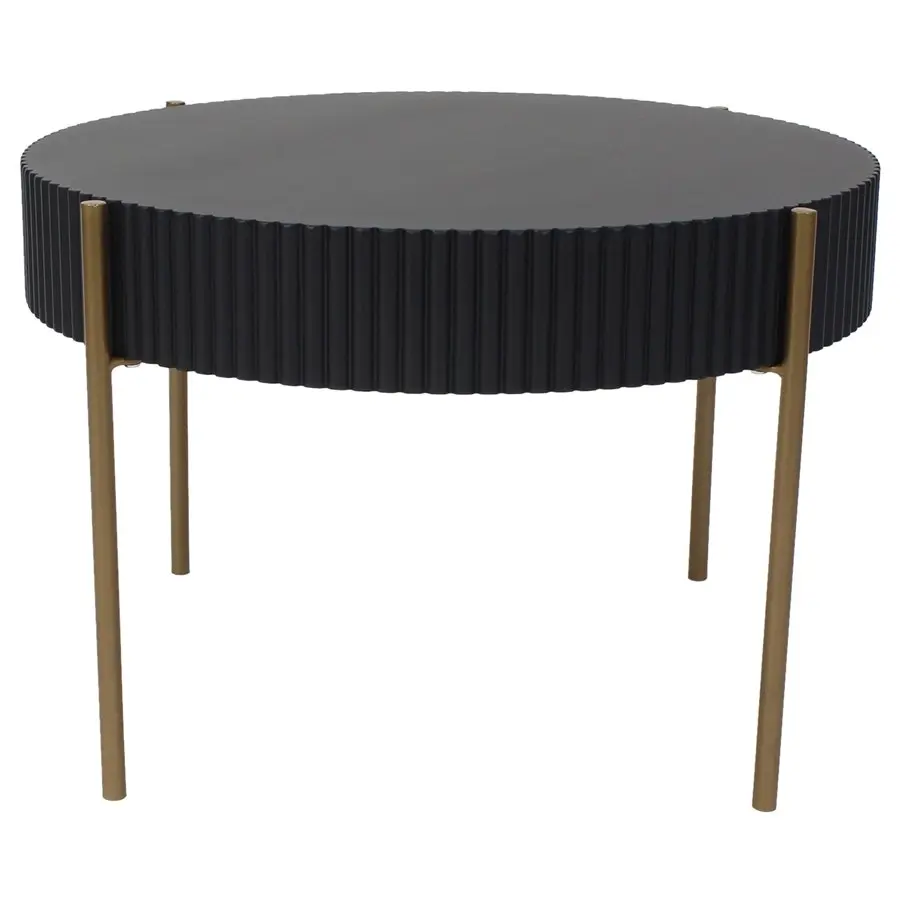 Willow & Silk Round 60cm Wood/Metal Ribbed Coffee/Side Table