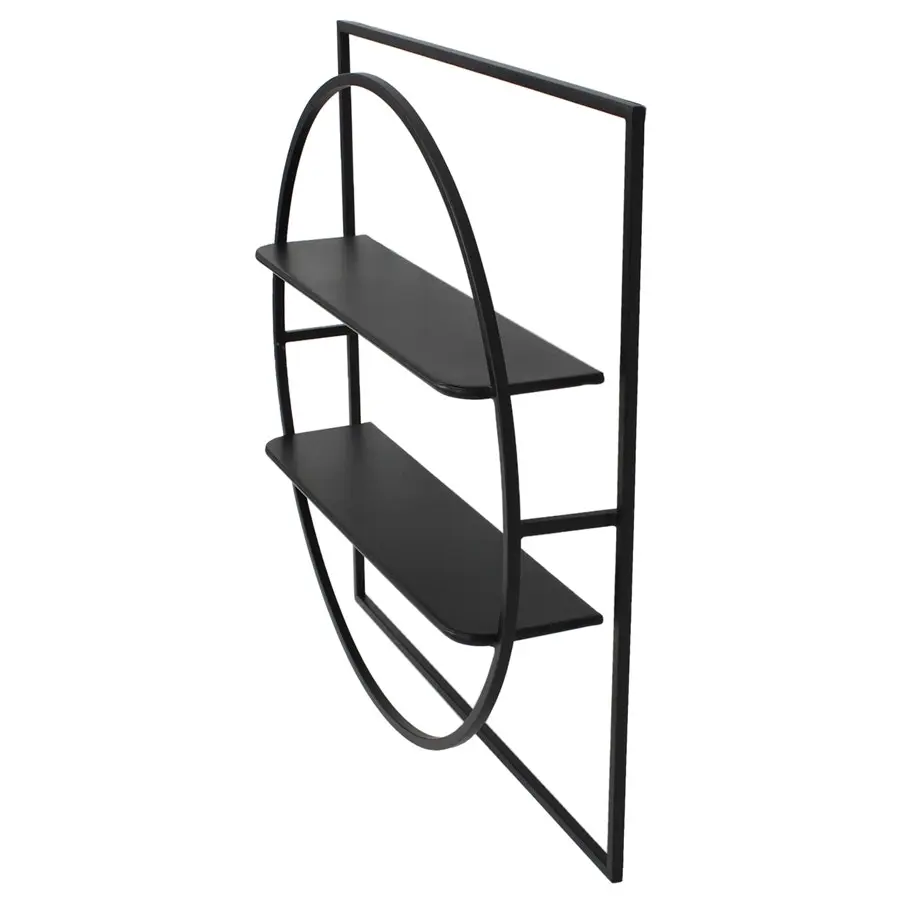 Willow & Silk Metal 60x12cm Black 2-Tier Hanging Wall Shelf/Organiser