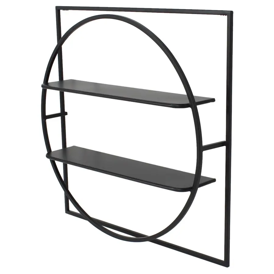 Willow & Silk Metal 60x12cm Black 2-Tier Hanging Wall Shelf/Organiser