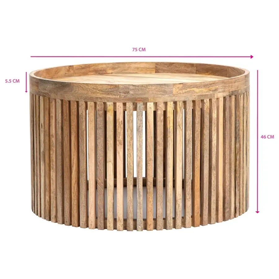 Willow & Silk Wooden 75x46cm Round Tropea Coffee/Side Table